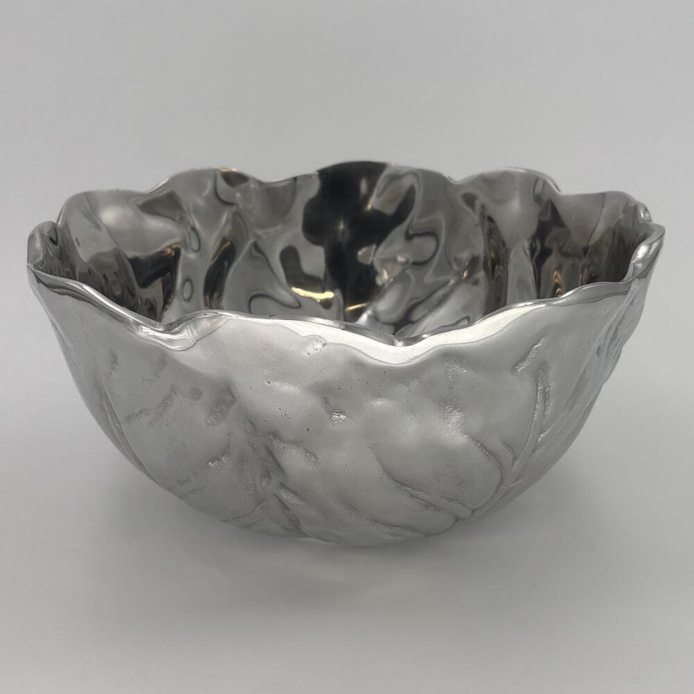 Old Town Imports Cabbage Leaf Bowl Signed Cast Aluminum Mexico Serving Dish 11"